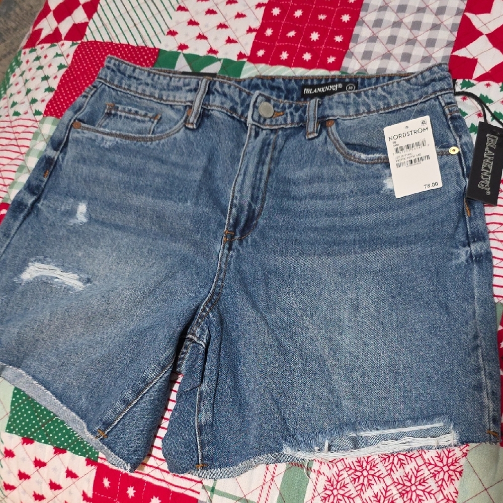 Blank NYC Blue High Waist Women Denim Shorts
